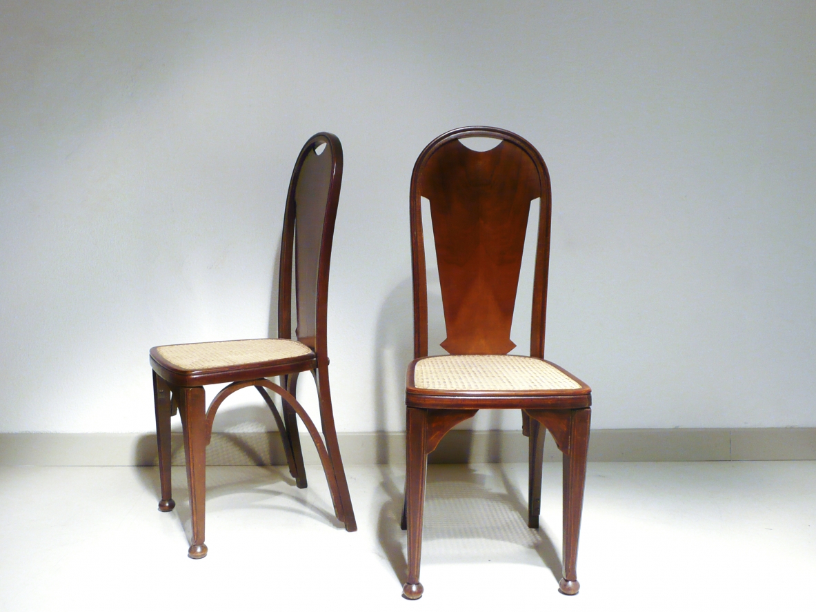 Coppia di sedie in legno curvato, Vienna, 1900ca.