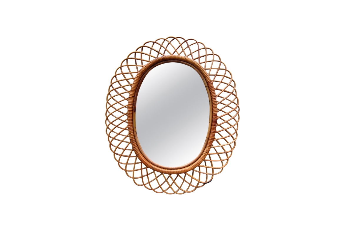 mirror rattan vintage bonacina