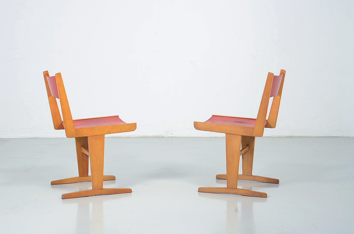 Pair of French 1950's children chairs.