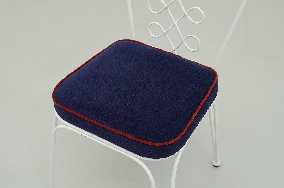 Gio Ponti, set of six rare 1940's chairs with a very nice back and upholstered seat. 
