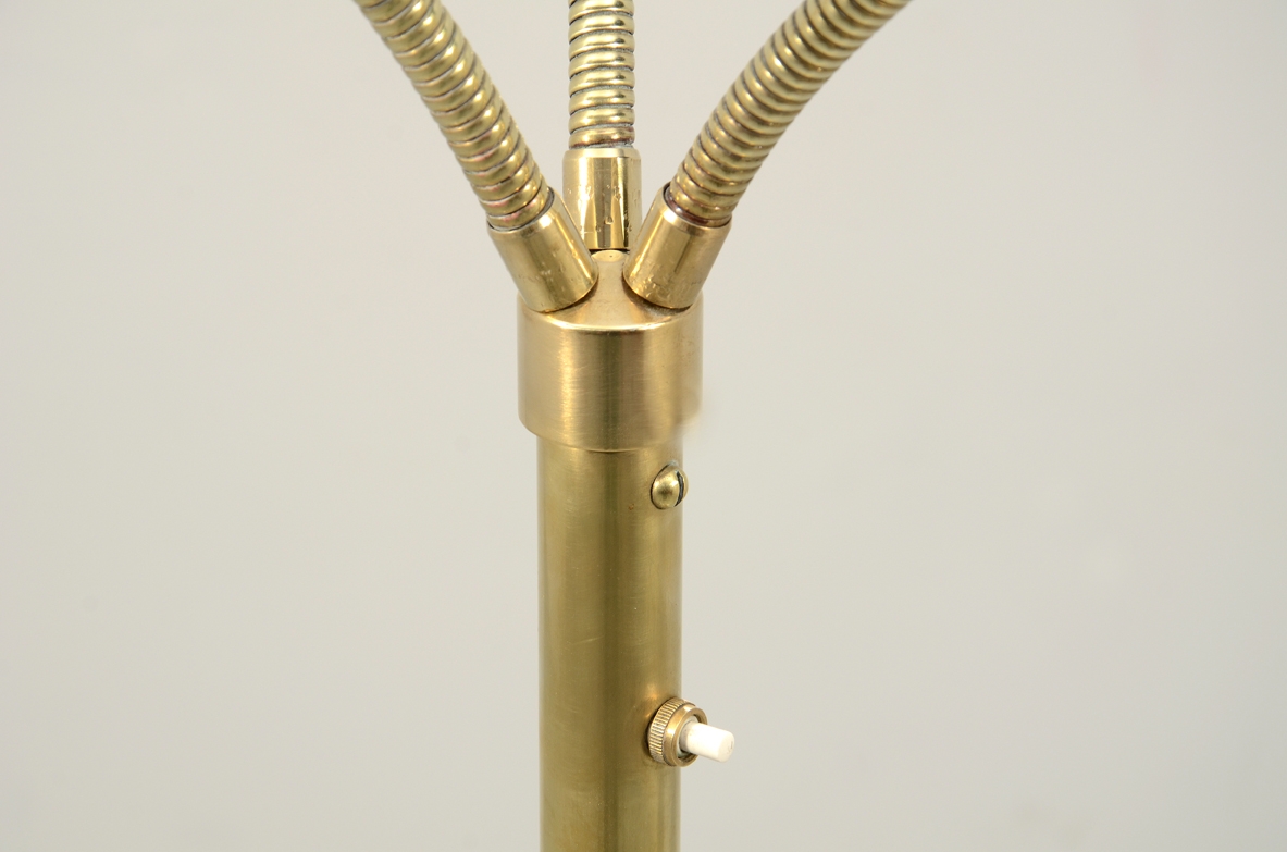 Stilnovo 1950's floor lamp with colored shades and brass structure