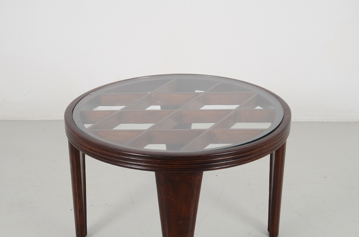 Elegante tavolino con piano a crociera nello stile di Portaluppi Italia 1940ca.