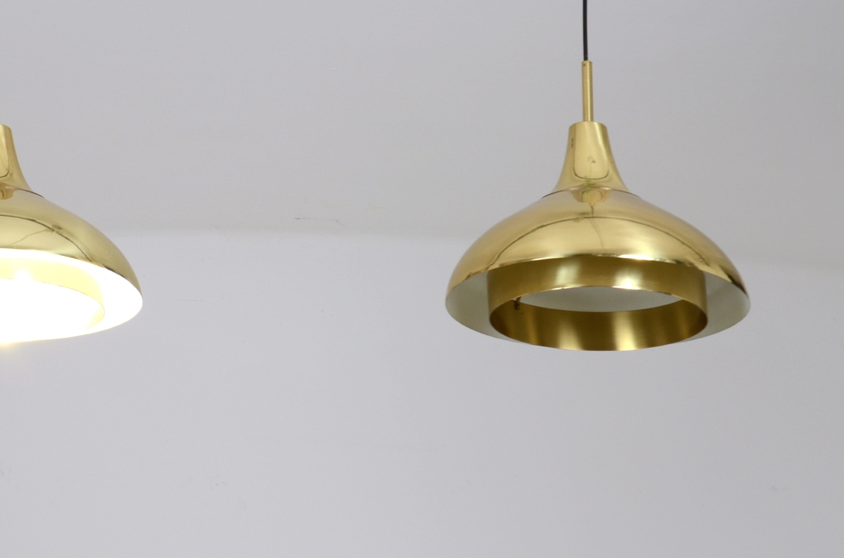 Coppia di lampadari in ottone, produzione Bergoms Svezia 1960ca.