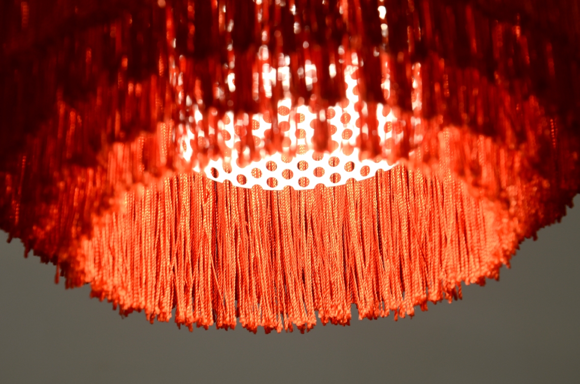 H.Agne Jacobsson, Sweden very rare 1950's floor lamp in btass with silk hair shade.