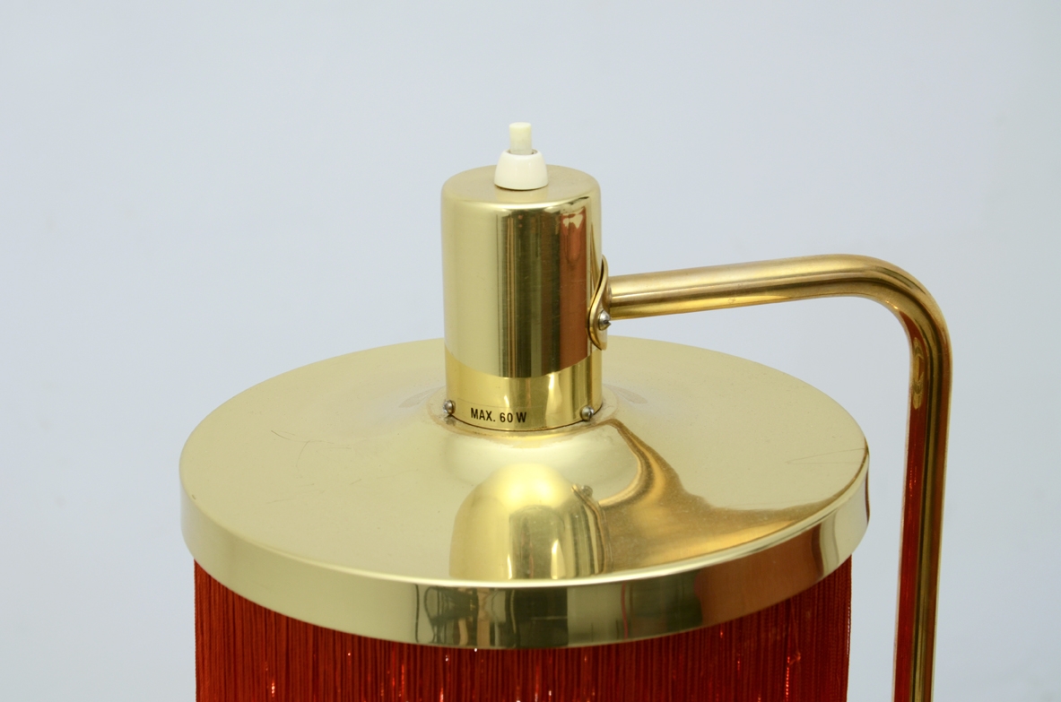 H.Agne Jacobsson, Sweden very rare 1950's floor lamp in btass with silk hair shade.