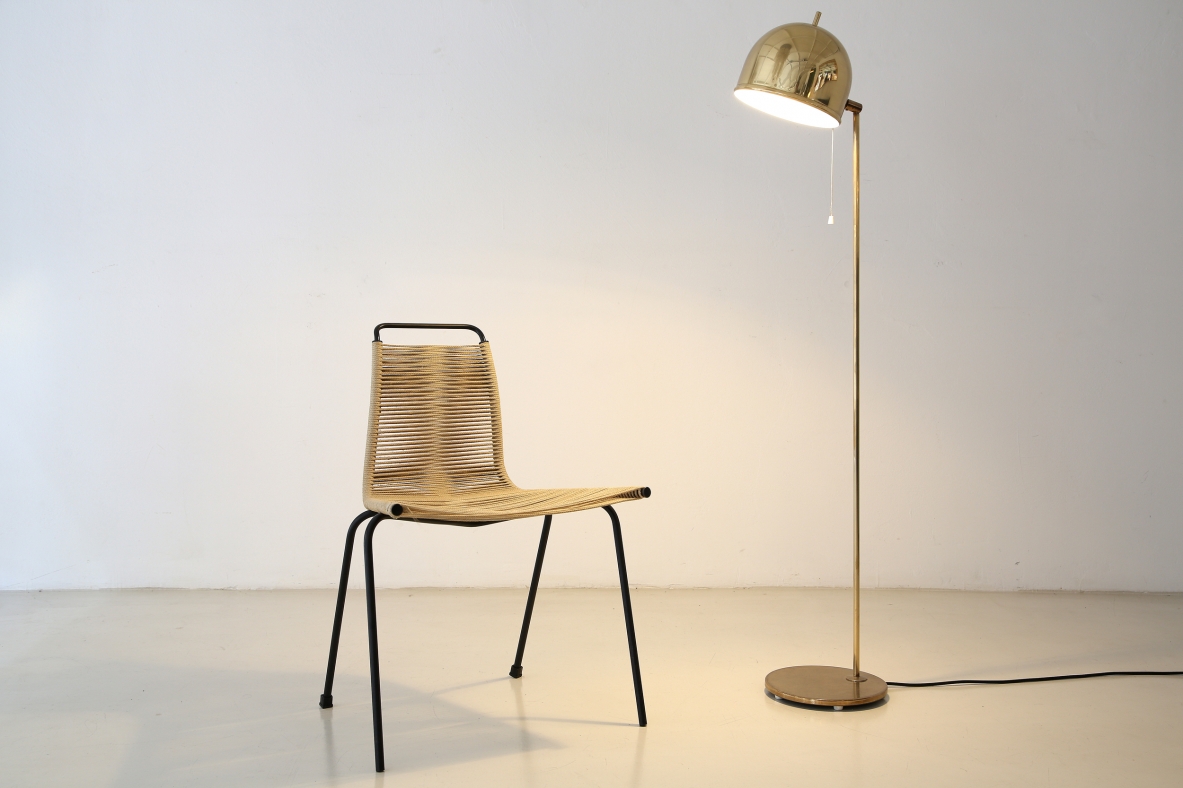 Poul Kjærholm, sedia modello PK1 in metallo e corda, prod.E. Kold Christensen,1955.