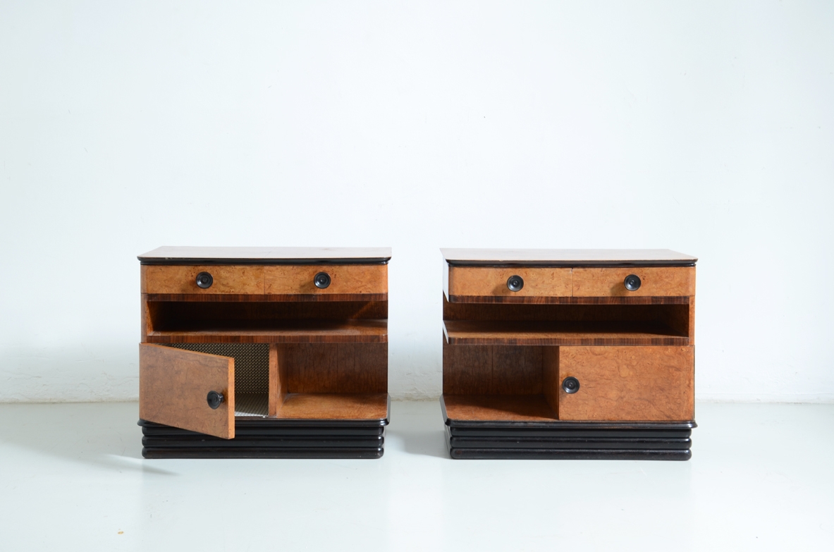 Pair of 1940's maple wood bedside tables