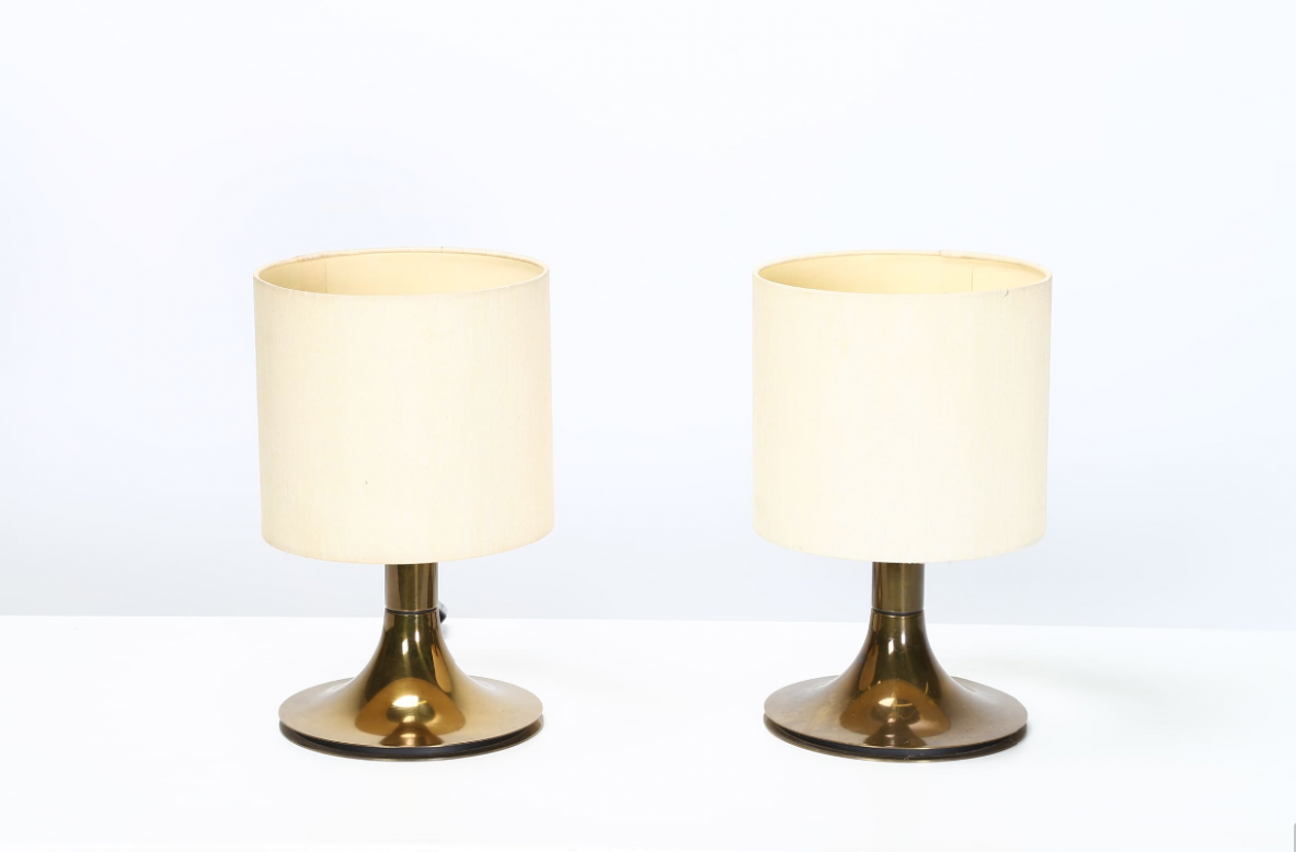Pair of brass table lamp, attr. OLUCE. Italy, 1960ca.