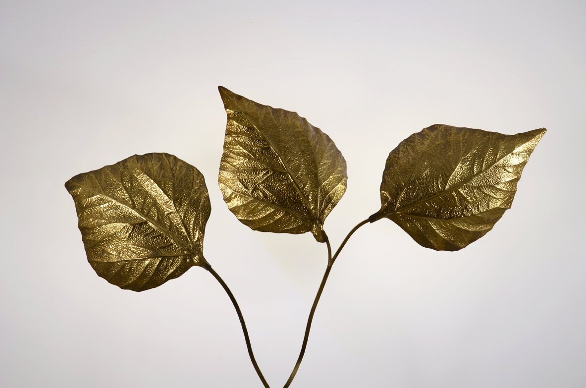Tommaso Barbi, 1970's brass floor lamp with circular base. 
