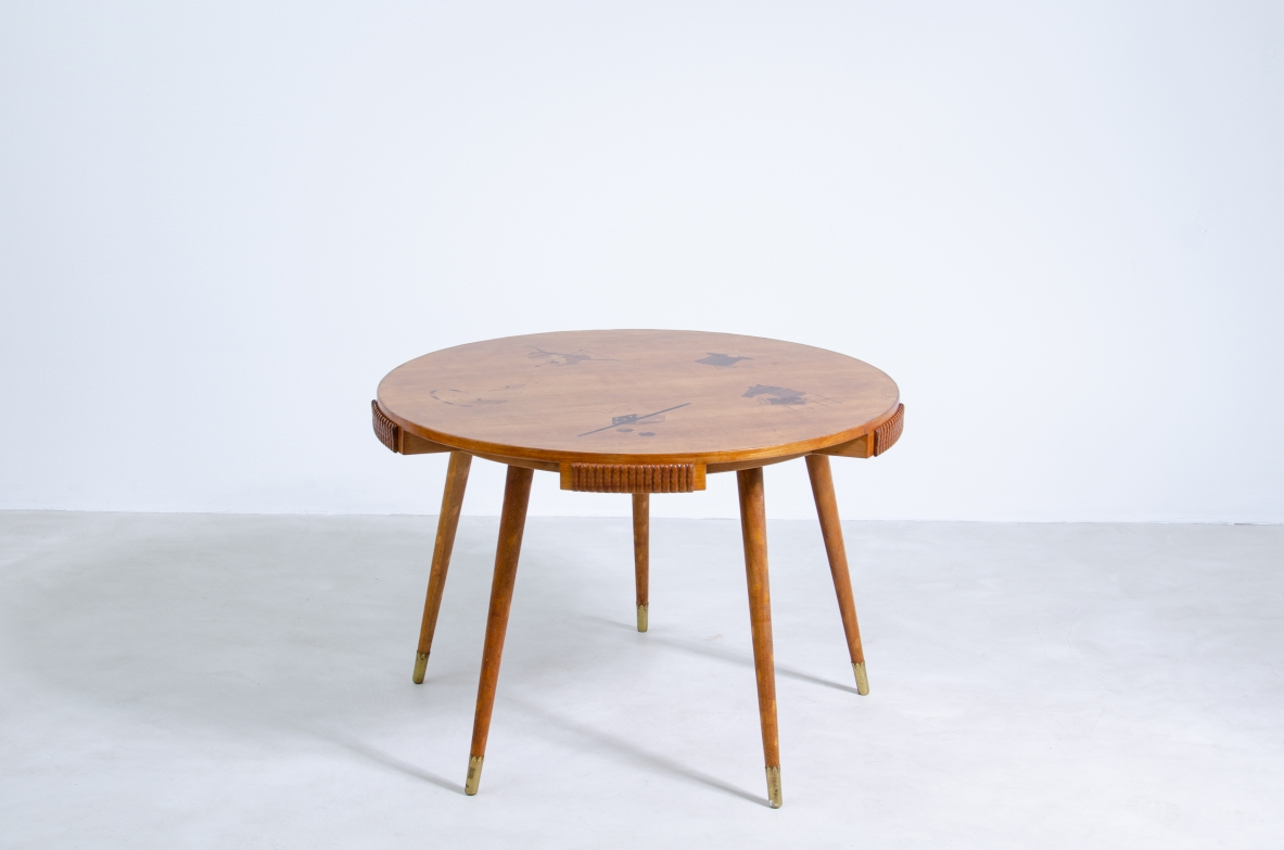 Osvaldo Borsani, rare 1950's game table designed and produced in a very few examples by Arredamenti Borsani. 