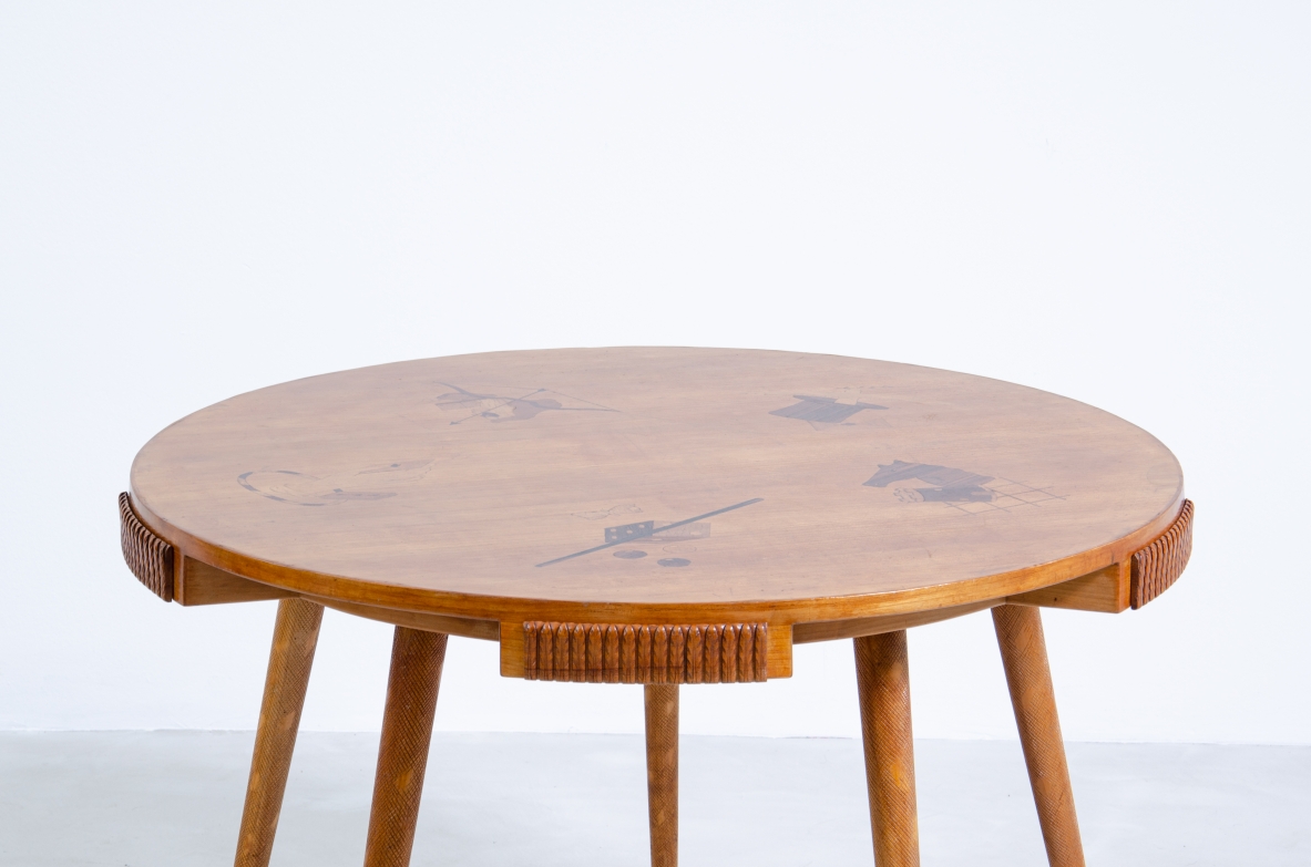 Osvaldo Borsani, rare 1950's game table designed and produced in a very few examples by Arredamenti Borsani. 