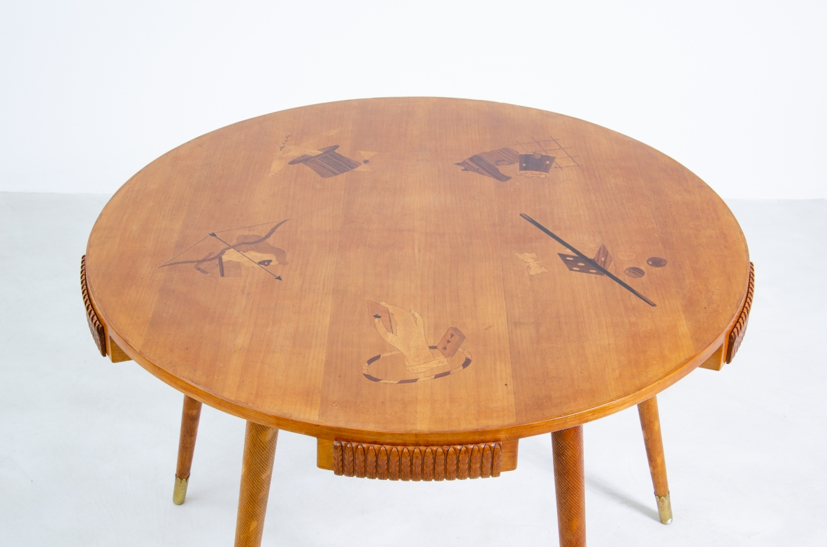 Osvaldo Borsani, rare 1950's game table designed and produced in a very few examples by Arredamenti Borsani. 