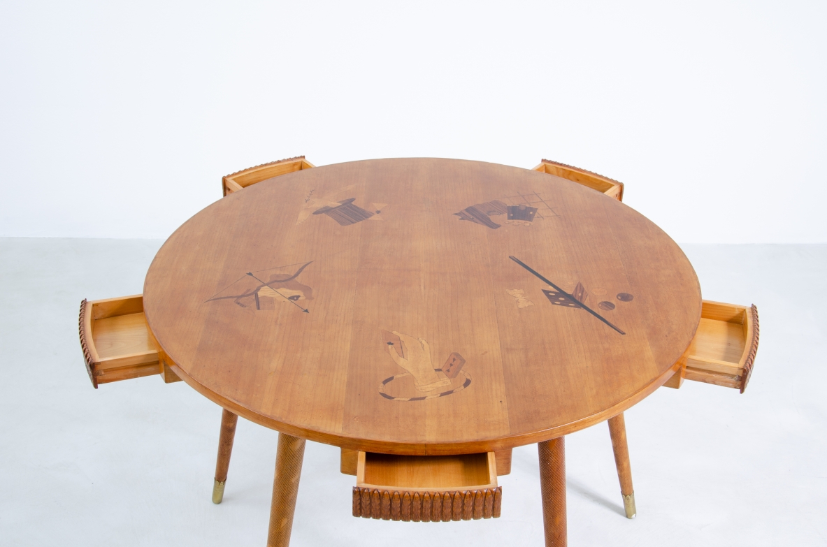 Osvaldo Borsani, rare 1950's game table designed and produced in a very few examples by Arredamenti Borsani. 