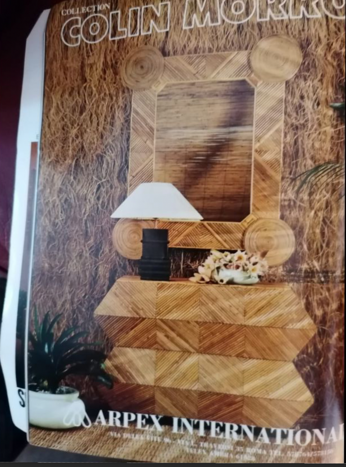 Colin Morrow, pair of large mirrors with rattan frame.1970's.