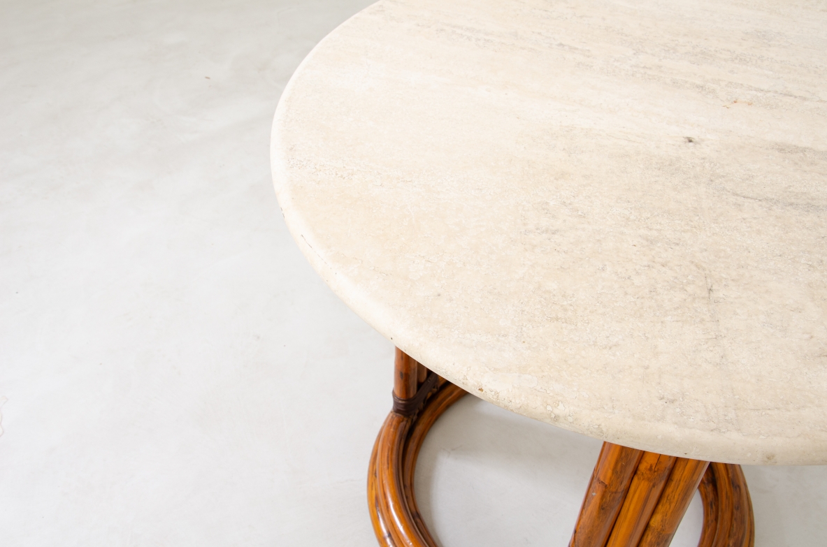 1970's Italian coffee table in bamboo with top in 