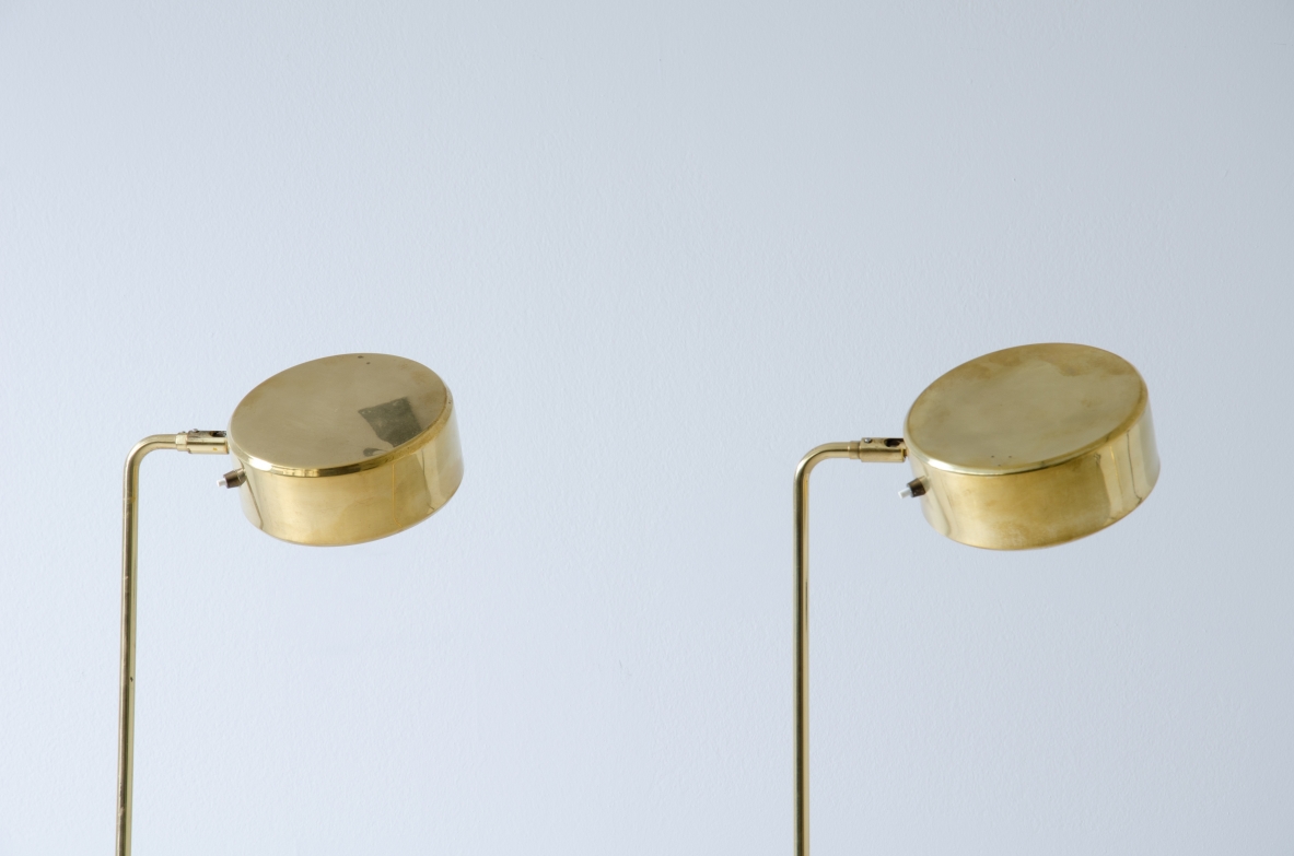 Hans Pherson, pair of brass lamps with adjustable shade. Sweden early 1960s.