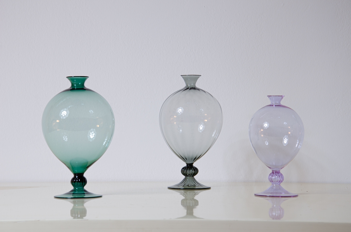 Vittorio Zecchin, Veronese vase in green-colored blown glass, Prod. Venini, Murano 1970s.
