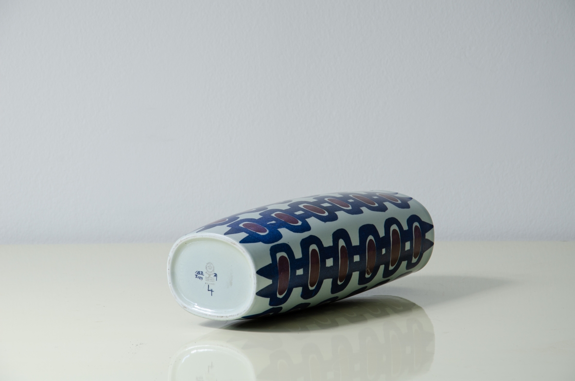 Decorated ceramic vase.  Inge Lise Koefoed for Royal Copenhagen, 1960s.