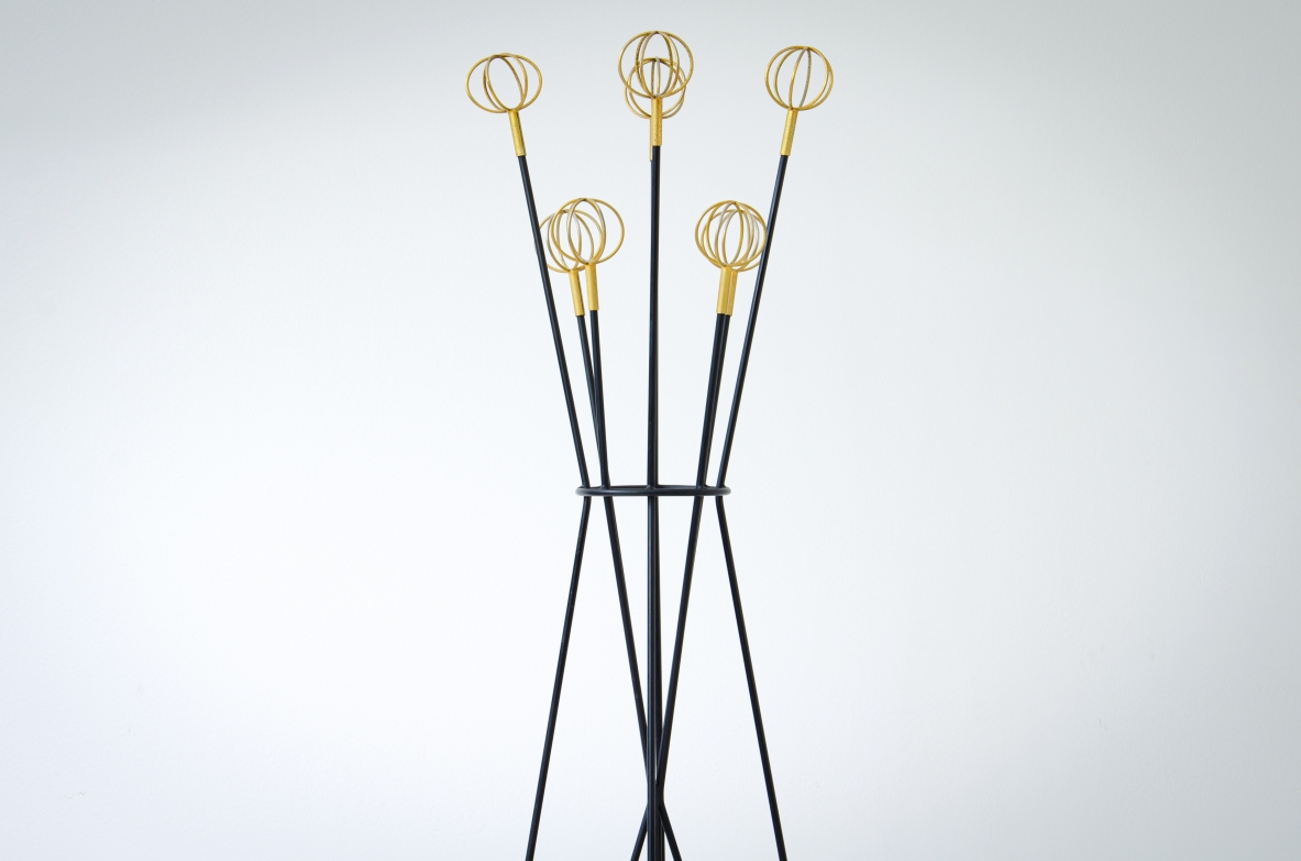 Roger Feraud. Rare clothes hanger in metal and brass. French manufacture, 1950