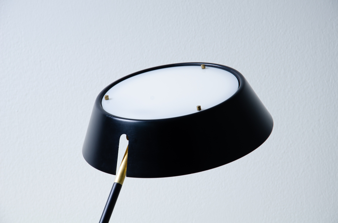 Stilux Milano Table lamp in painted metal and perplex and marble base.  Italian manufacture, 1950s