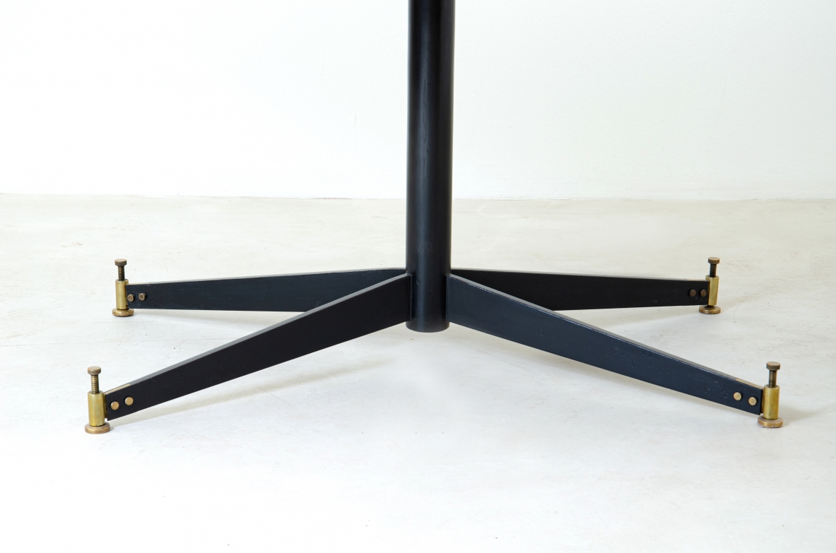 Ignazio Gradella, table mod.T2. Top in wood, structure in enamelled metal and brass detail