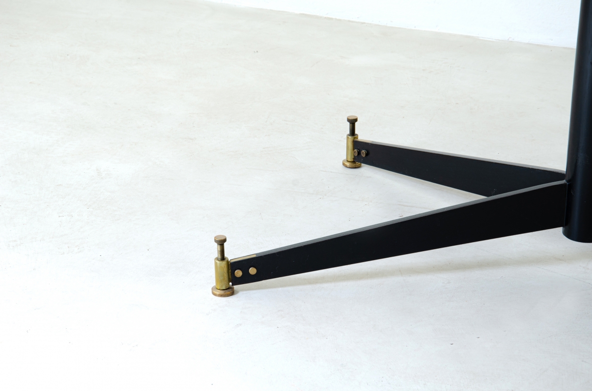 Ignazio Gradella, table mod.T2. Top in wood, structure in enamelled metal and brass detail