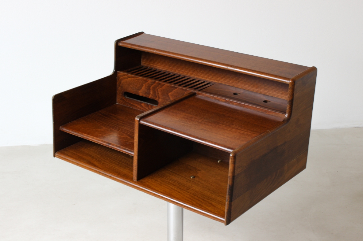 Small storage unit and central leg in metal. Italian manufacture, 1960's.