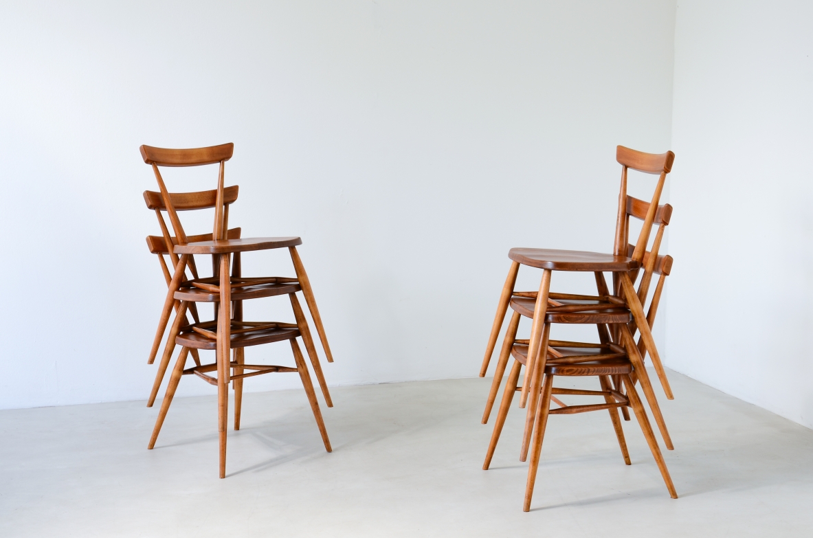 Paul McCobb  Set of 6 refined oak chairs.  Uk manufacture, 1950's.
