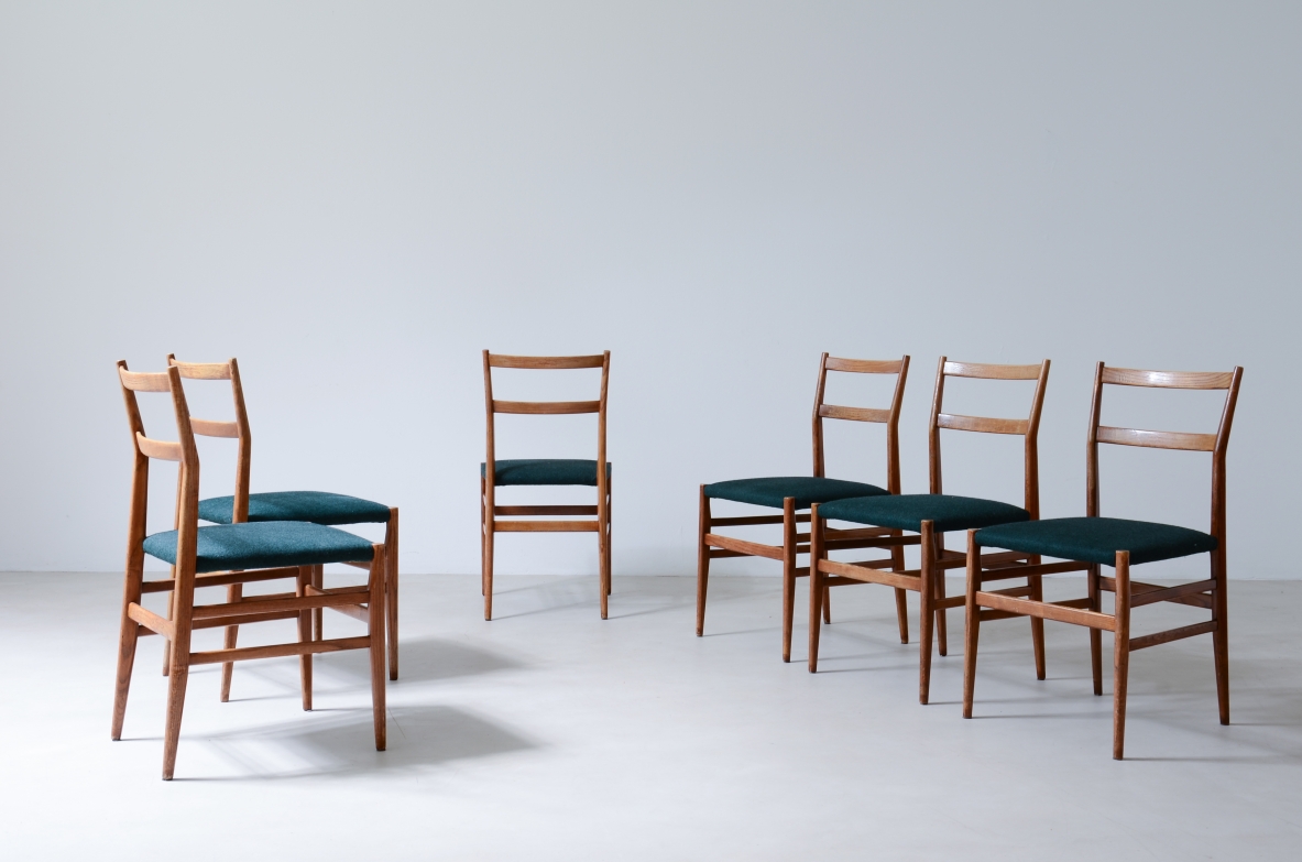 Gio Ponti  Set di 6 sedie modello leggera, Manifattura Cassina 1954.