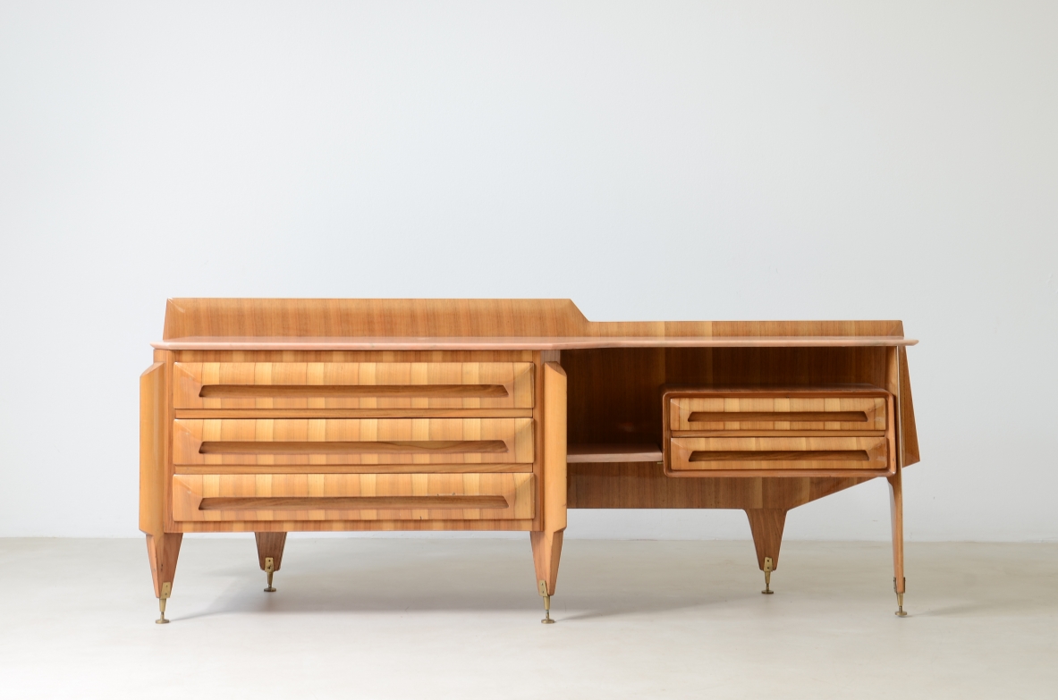Beautiful walnut chest of drawers with Portuguese light pink marble