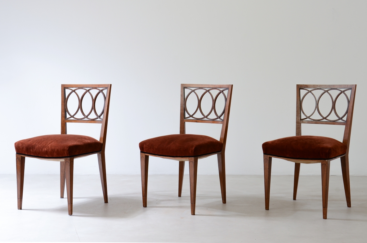 Paolo Buffa  8 eleganti sedie in noce. Manifattura Lietti 1930.  Provenienza Gio Ponti 1933/1938 
