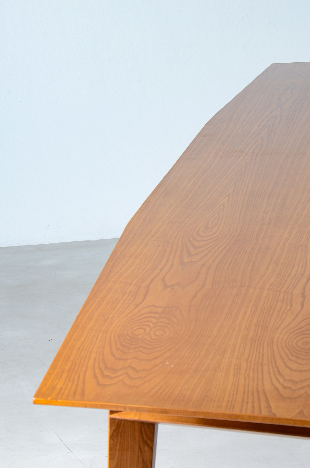 Large oak table with slightly shaped top