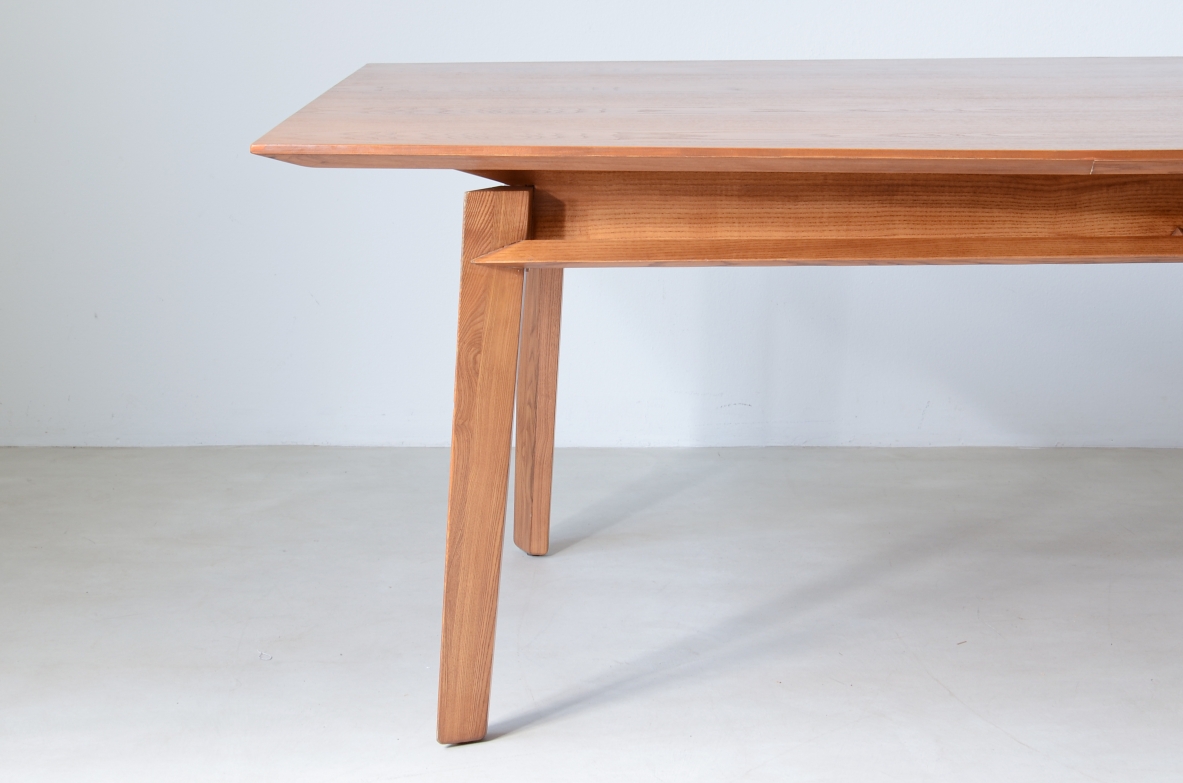 Large oak table with slightly shaped top