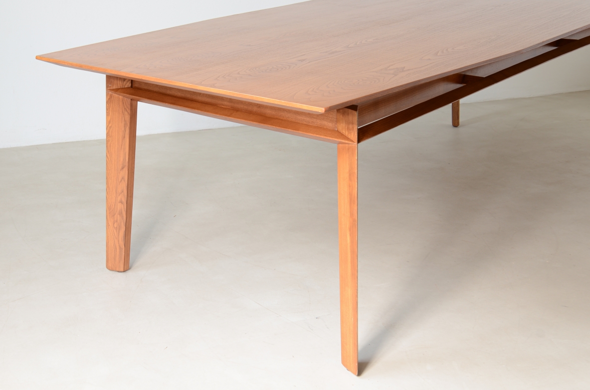 Large oak table with slightly shaped top