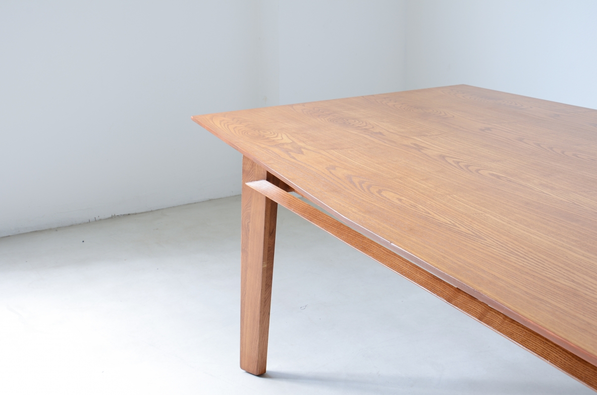 Large oak table with slightly shaped top