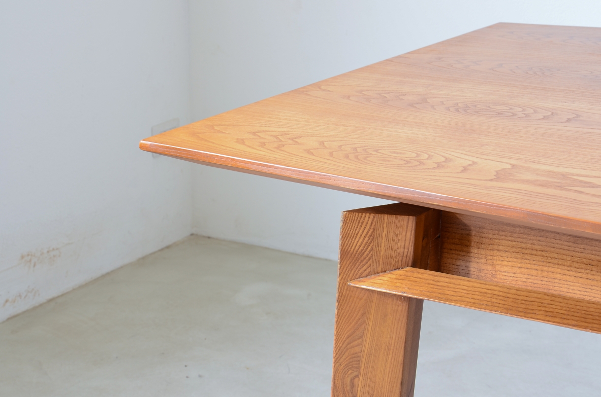 Large oak table with slightly shaped top