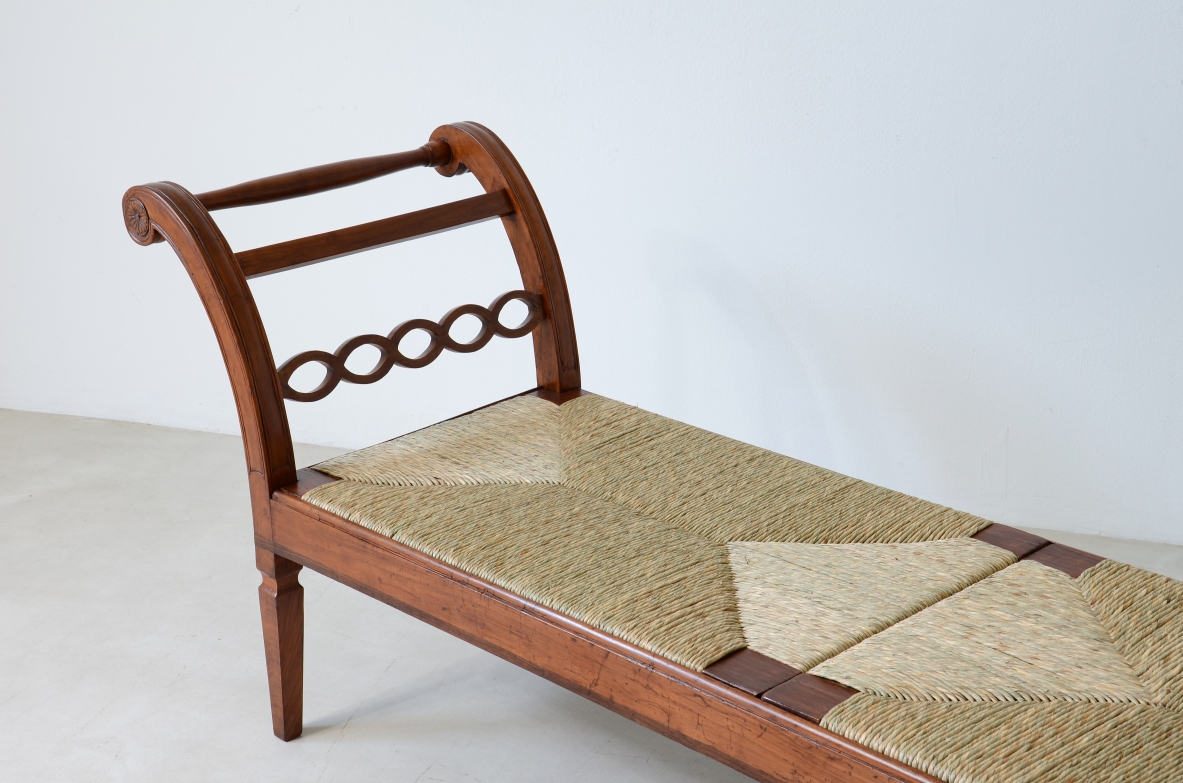 Large cherry wood bench with curved uprights,Tuscan manufacture