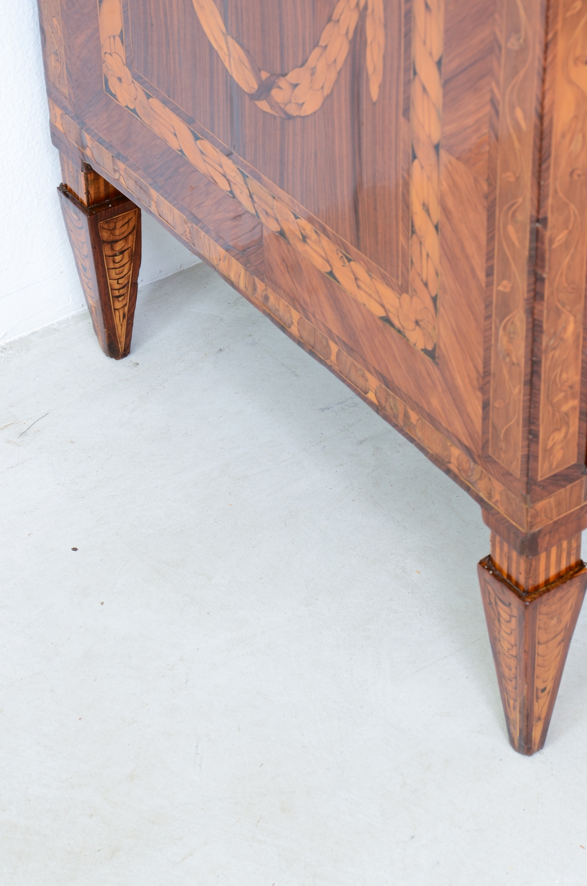 Extraordinary inlaid cabinet with two drawers.  Louis XVI era,