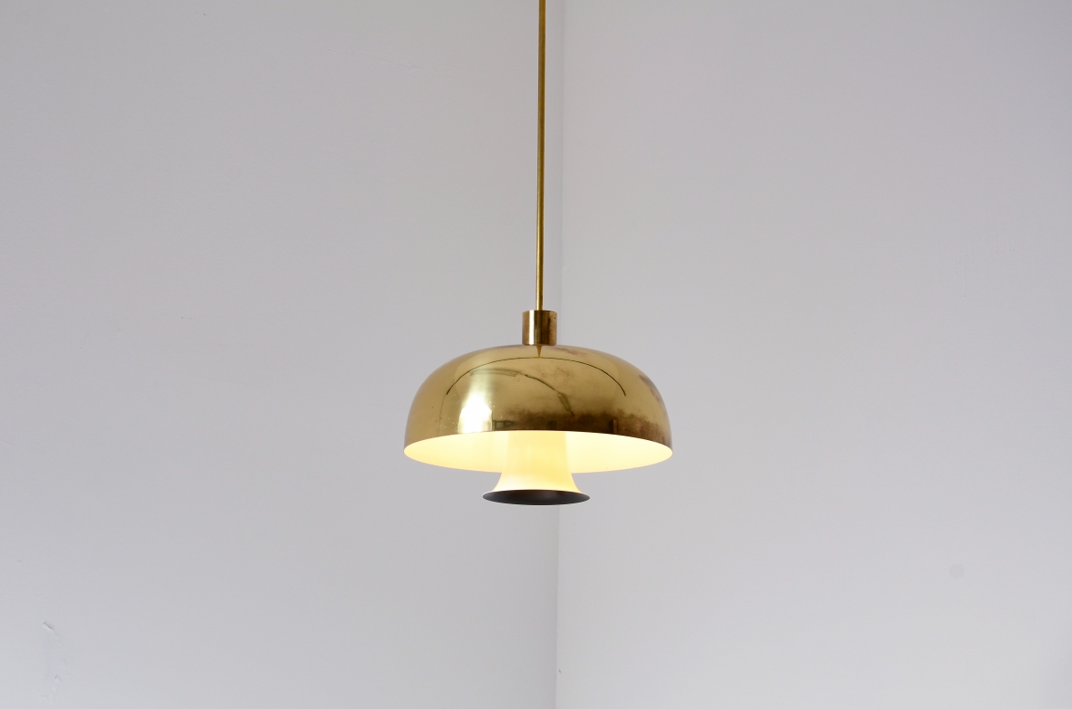 Chandelier with brass lampshade. Sweden 1060's