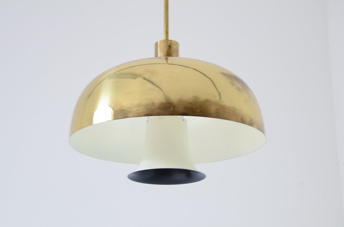 Chandelier with brass lampshade. Sweden 1060's