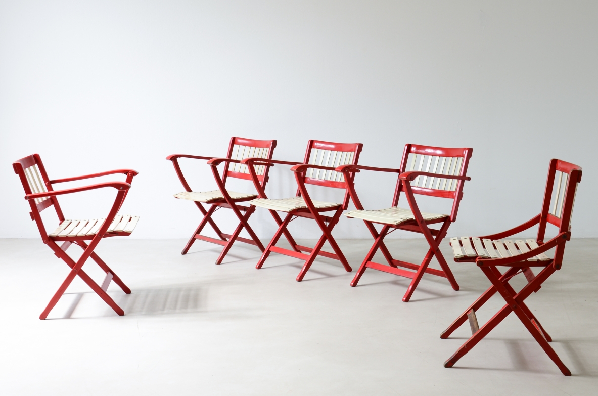 Fratelli Reguitti Ico Parisi Set composto da 6 poltroncine e 3 sedie Mod.152