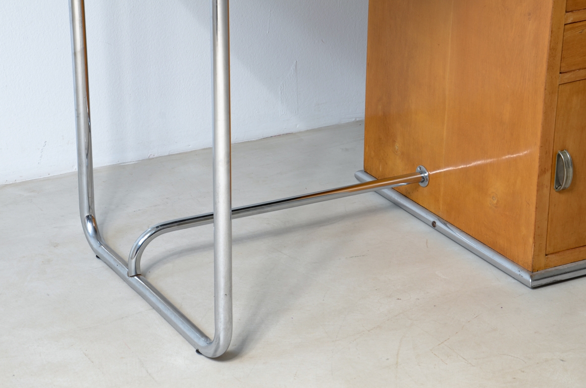 Desk in chromed tubular with drawers, Colli Torino around 1930.