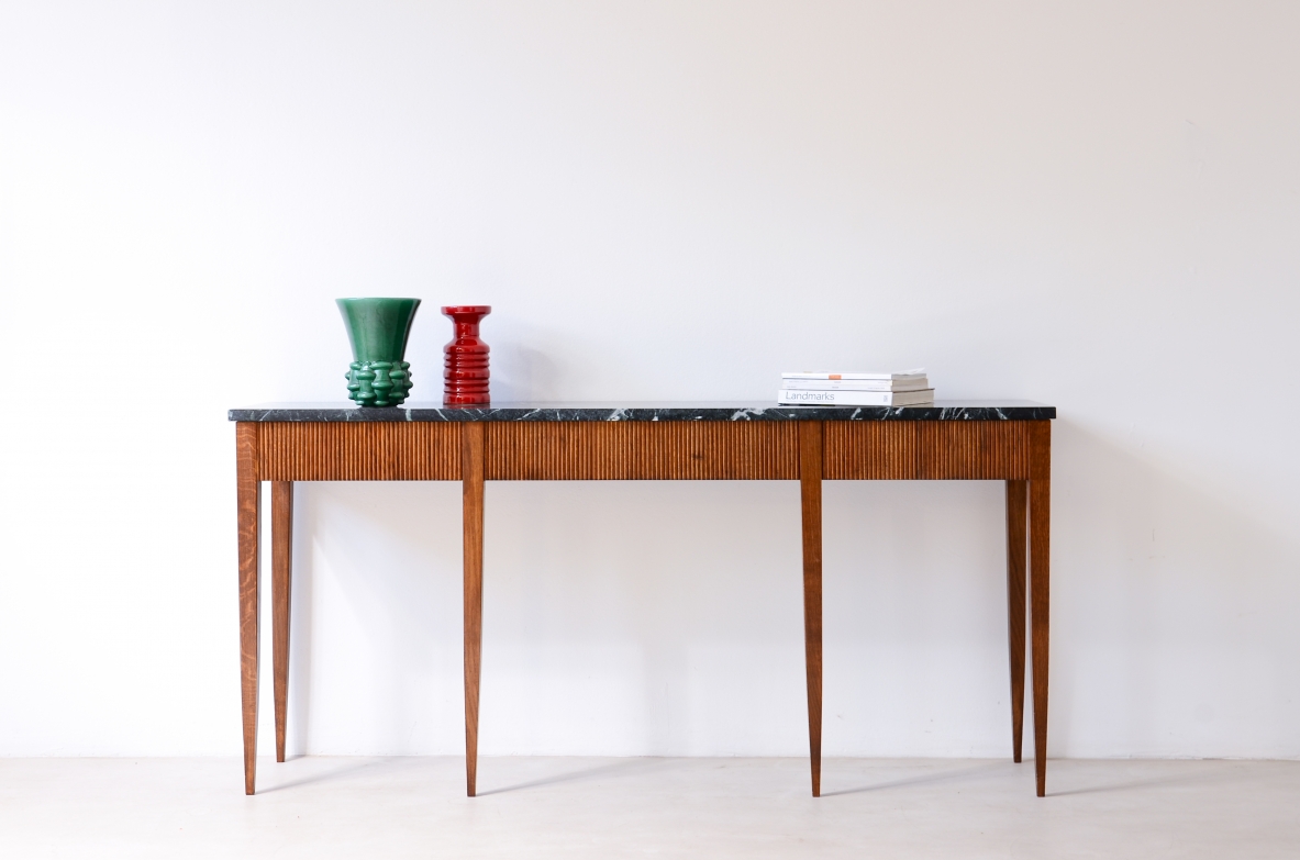 Paolo Buffa console in rovere piano in marmo 1950ca