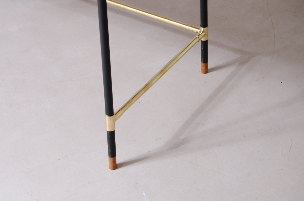 Desk with wooden top and drawers, metal and brass structure.Italian manufacture 60s.