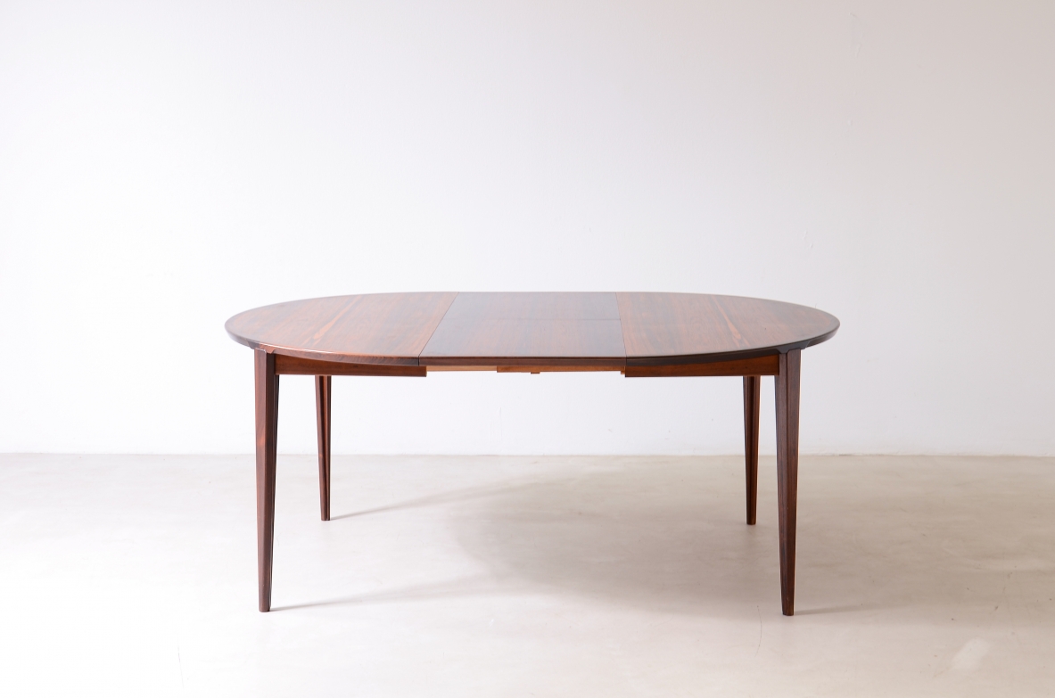 Large extendable table with four legs and two extensions and beautiful quality details.  Denmark 1960ca.