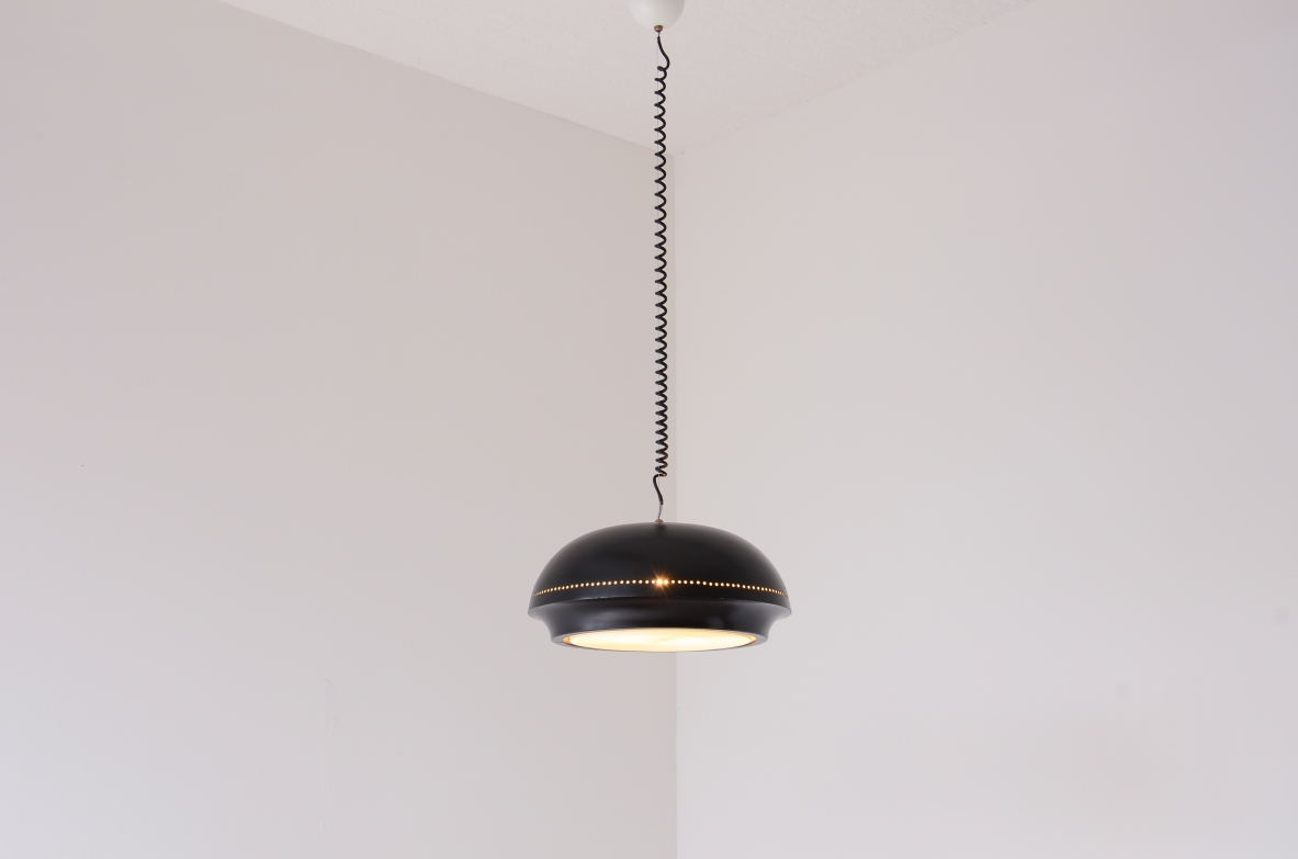 Afra and Tobia Scarpa  Pendant lamp in black lacquered metal Flos production late 50s.