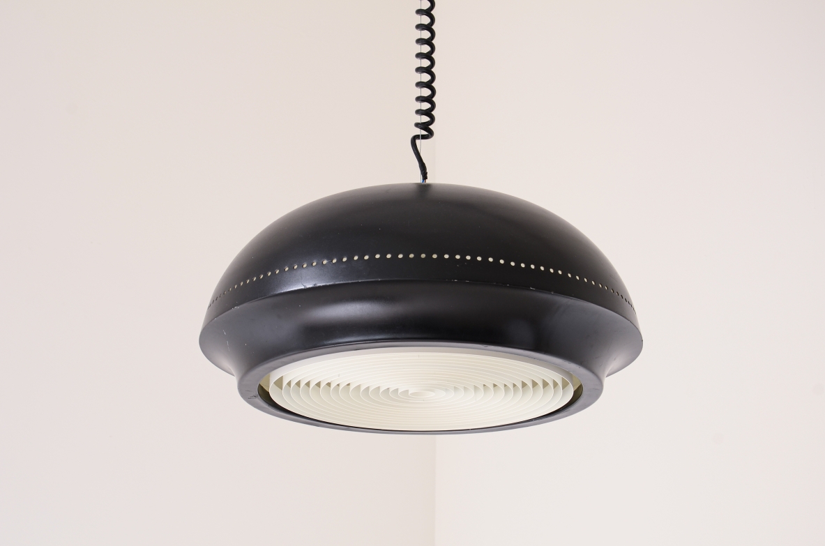 Afra and Tobia Scarpa  Pendant lamp in black lacquered metal Flos production late 50s.