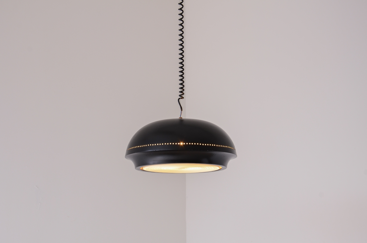 Afra and Tobia Scarpa  Pendant lamp in black lacquered metal Flos production late 50s.