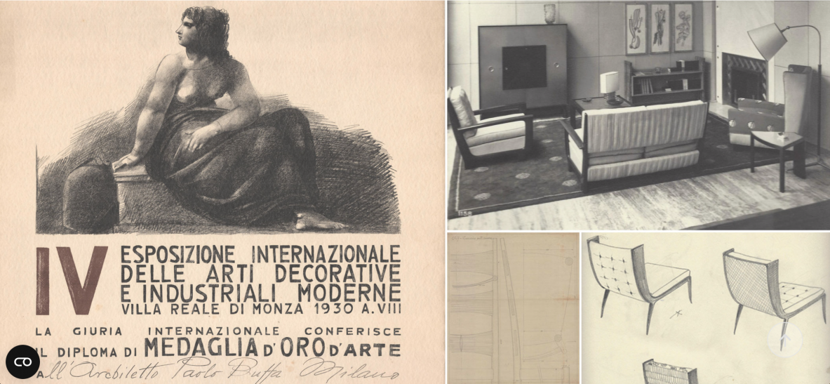 Paolo Buffa, Splendida console con fronte mosso, tre cassetti sulla fascia in legno cannettato sul fronte e sui fianchi con piano in marmo