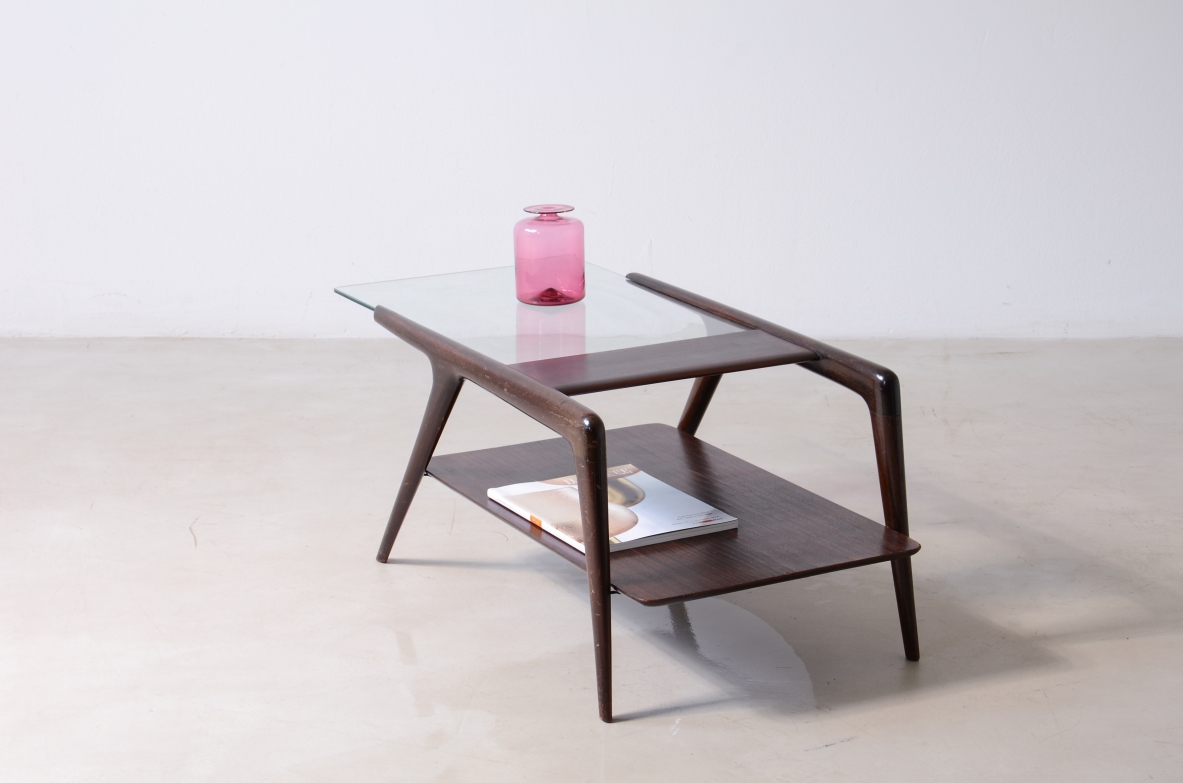 Small Coffee table, glass top by Isa Bergamo, 1950